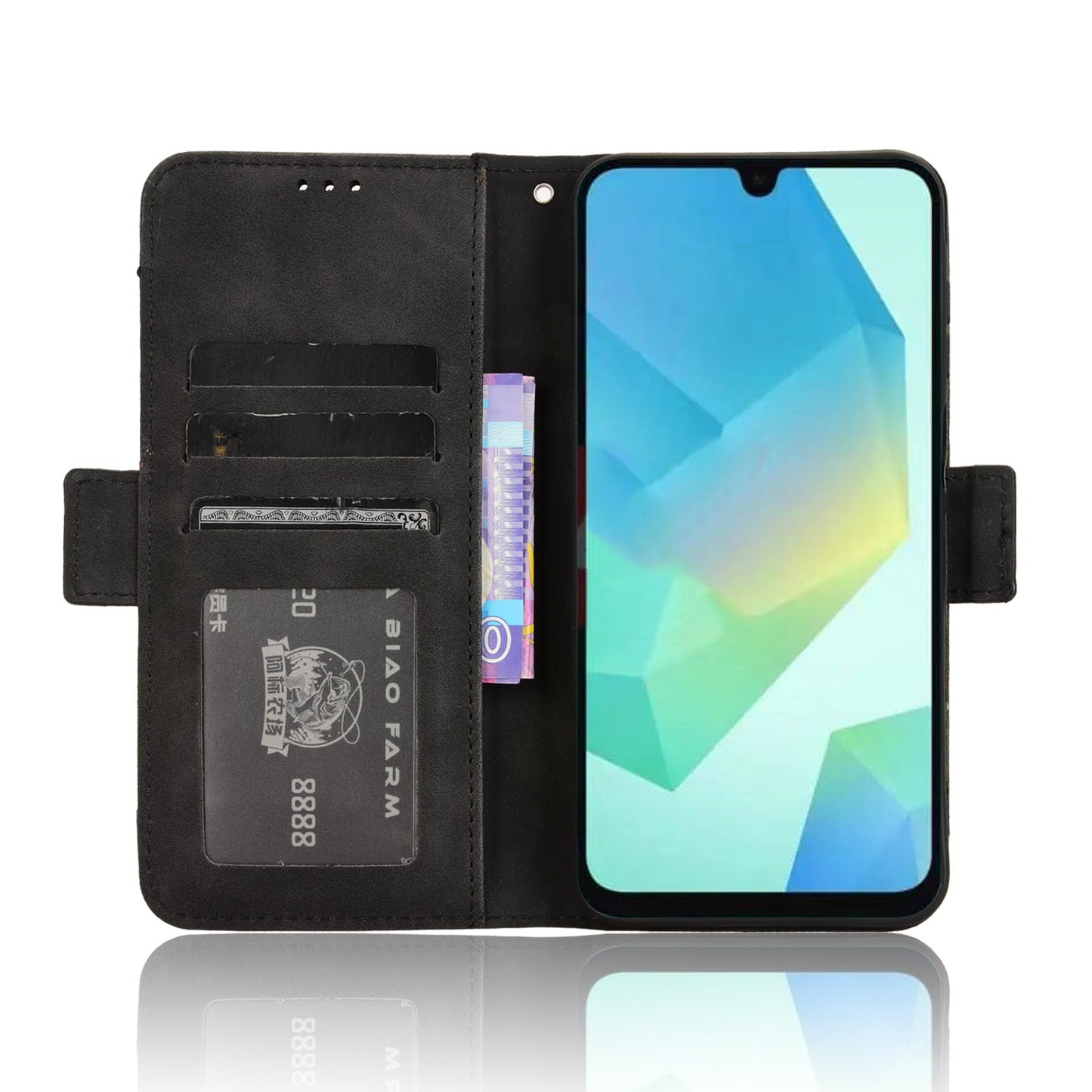 For Samsung Galaxy A16 5G / A16 4G Leather Case Phone Wallet Cover with Multiple Card Slots - Black