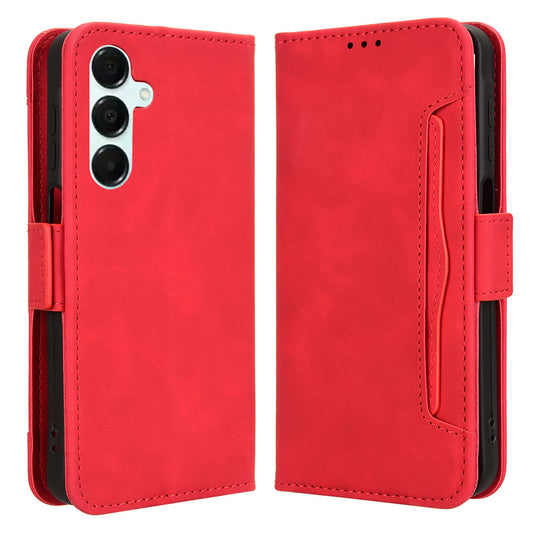 For Samsung Galaxy A16 5G / A16 4G Leather Case Phone Wallet Cover with Multiple Card Slots - Red