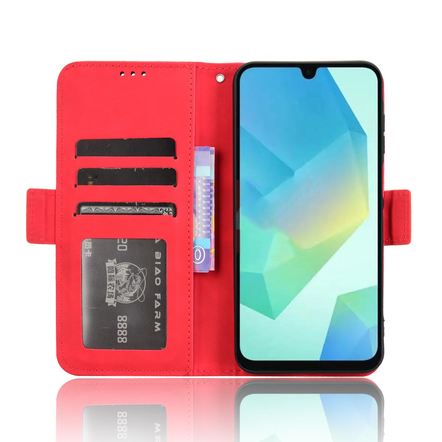 For Samsung Galaxy A16 5G / A16 4G Leather Case Phone Wallet Cover with Multiple Card Slots - Red