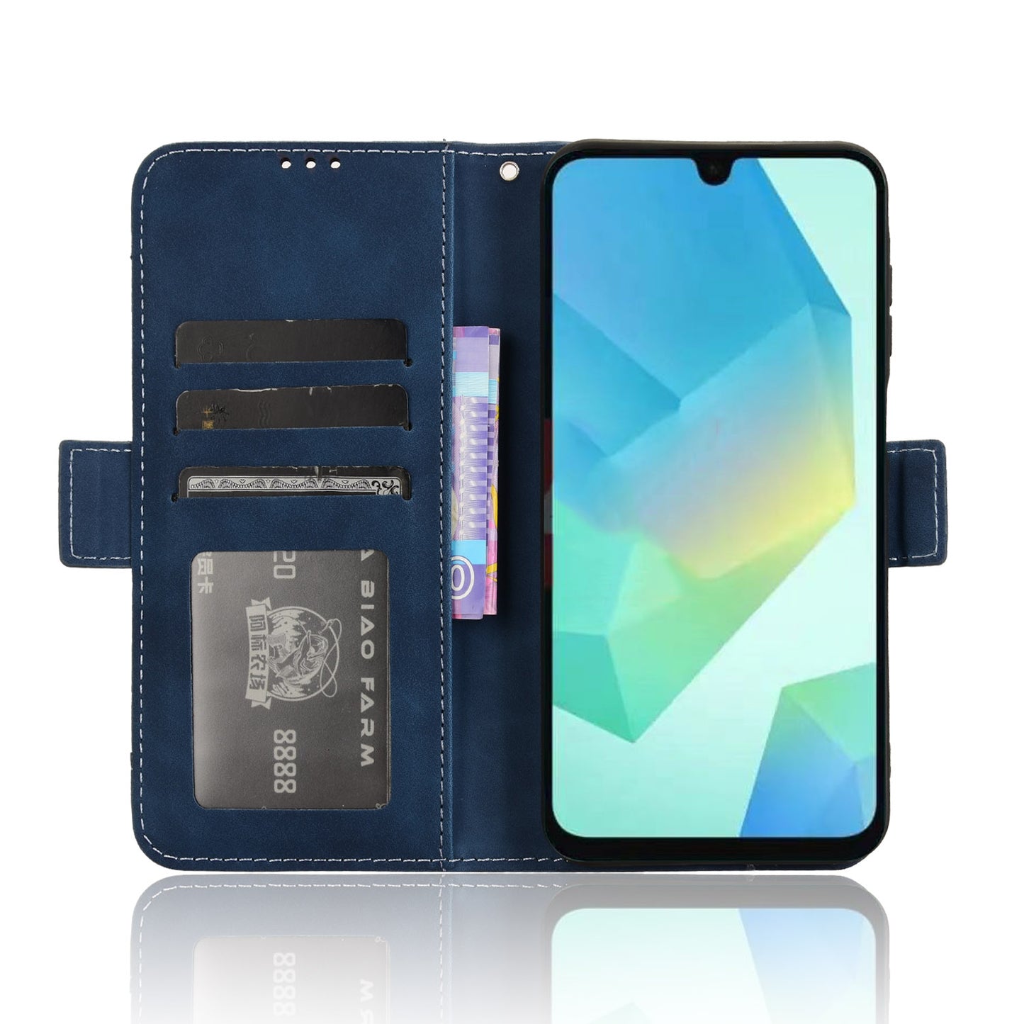 For Samsung Galaxy A16 5G / A16 4G Leather Case Phone Wallet Cover with Multiple Card Slots - Blue