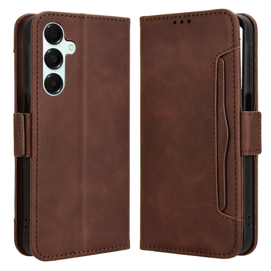 For Samsung Galaxy A16 5G / A16 4G Leather Case Phone Wallet Cover with Multiple Card Slots - Brown