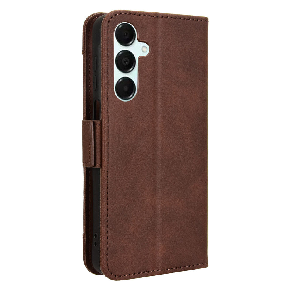For Samsung Galaxy A16 5G / A16 4G Leather Case Phone Wallet Cover with Multiple Card Slots - Brown