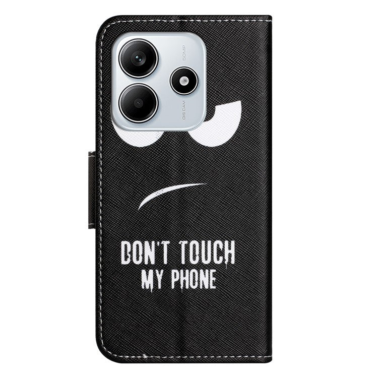 For Xiaomi Redmi Note 14 5G Leather Case Pattern Printing Cross Texture Phone Cover - Don't Touch My Phone