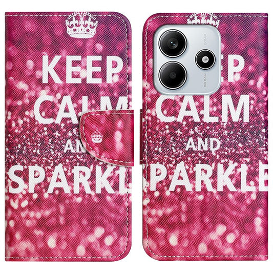For Xiaomi Redmi Note 14 5G Leather Case Pattern Printing Cross Texture Phone Cover - Keep Calm and Sparkle