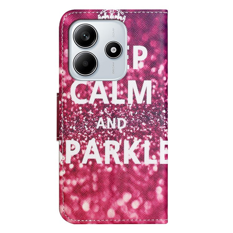 For Xiaomi Redmi Note 14 5G Leather Case Pattern Printing Cross Texture Phone Cover - Keep Calm and Sparkle
