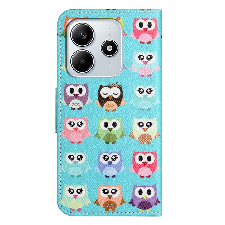 For Xiaomi Redmi Note 14 5G Leather Case Pattern Printing Cross Texture Phone Cover - Owls