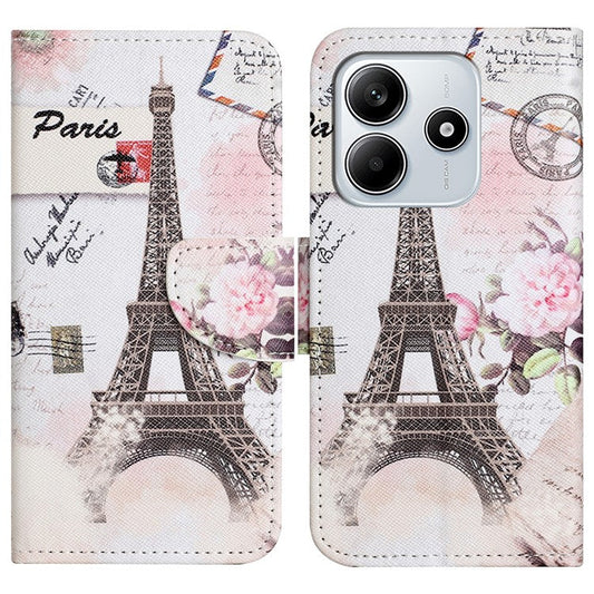 For Xiaomi Redmi Note 14 5G Leather Case Pattern Printing Cross Texture Phone Cover - Tower