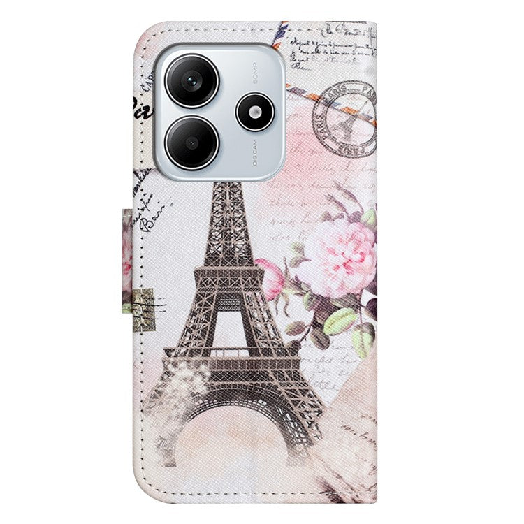 For Xiaomi Redmi Note 14 5G Leather Case Pattern Printing Cross Texture Phone Cover - Tower