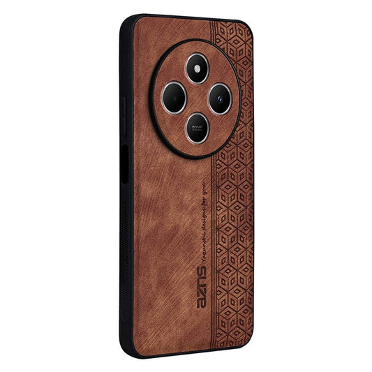 AZNS For Xiaomi Poco C75 4G / Redmi 14R 5G / 14C 4G Case Protective PU Leather Covered TPU Phone Shell - Brown
