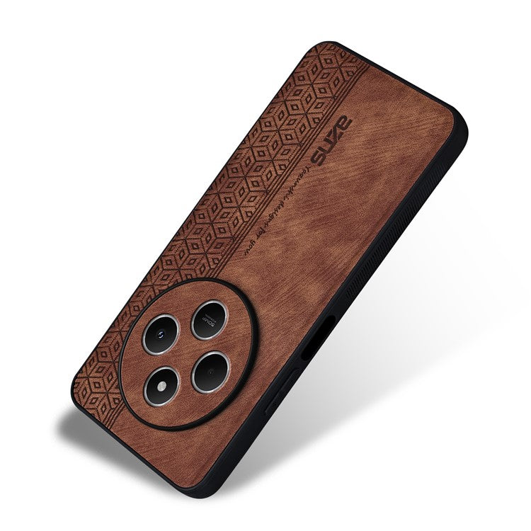 AZNS For Xiaomi Poco C75 4G / Redmi 14R 5G / 14C 4G Case Protective PU Leather Covered TPU Phone Shell - Brown