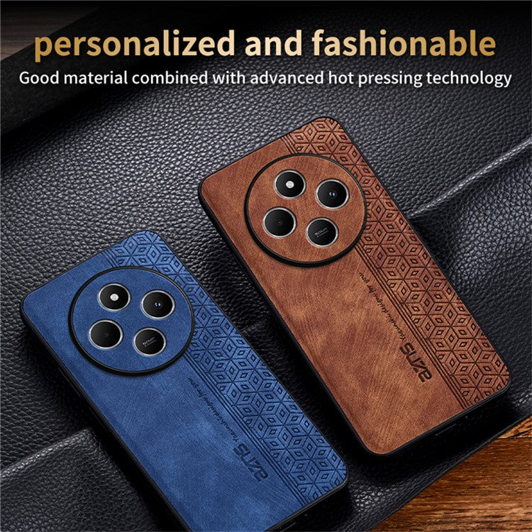 AZNS For Xiaomi Poco C75 4G / Redmi 14R 5G / 14C 4G Case Protective PU Leather Covered TPU Phone Shell - Brown
