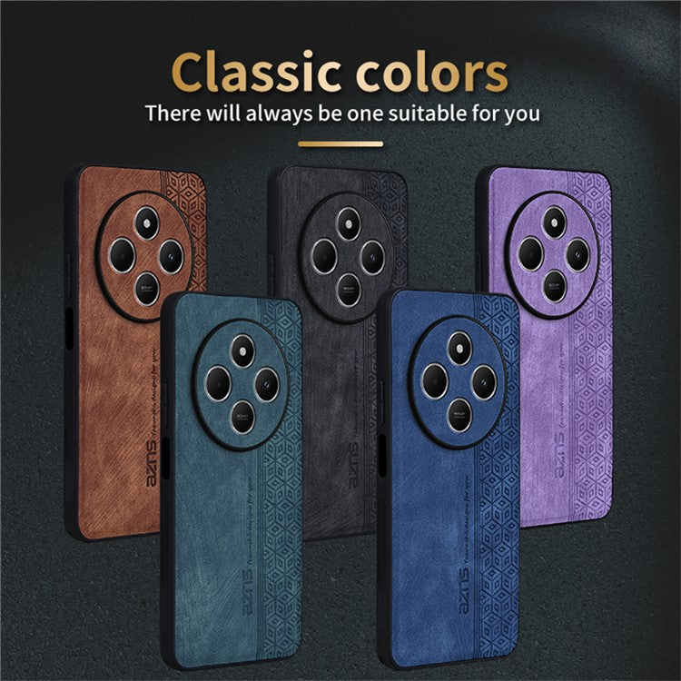 AZNS For Xiaomi Poco C75 4G / Redmi 14R 5G / 14C 4G Case Protective PU Leather Covered TPU Phone Shell - Brown