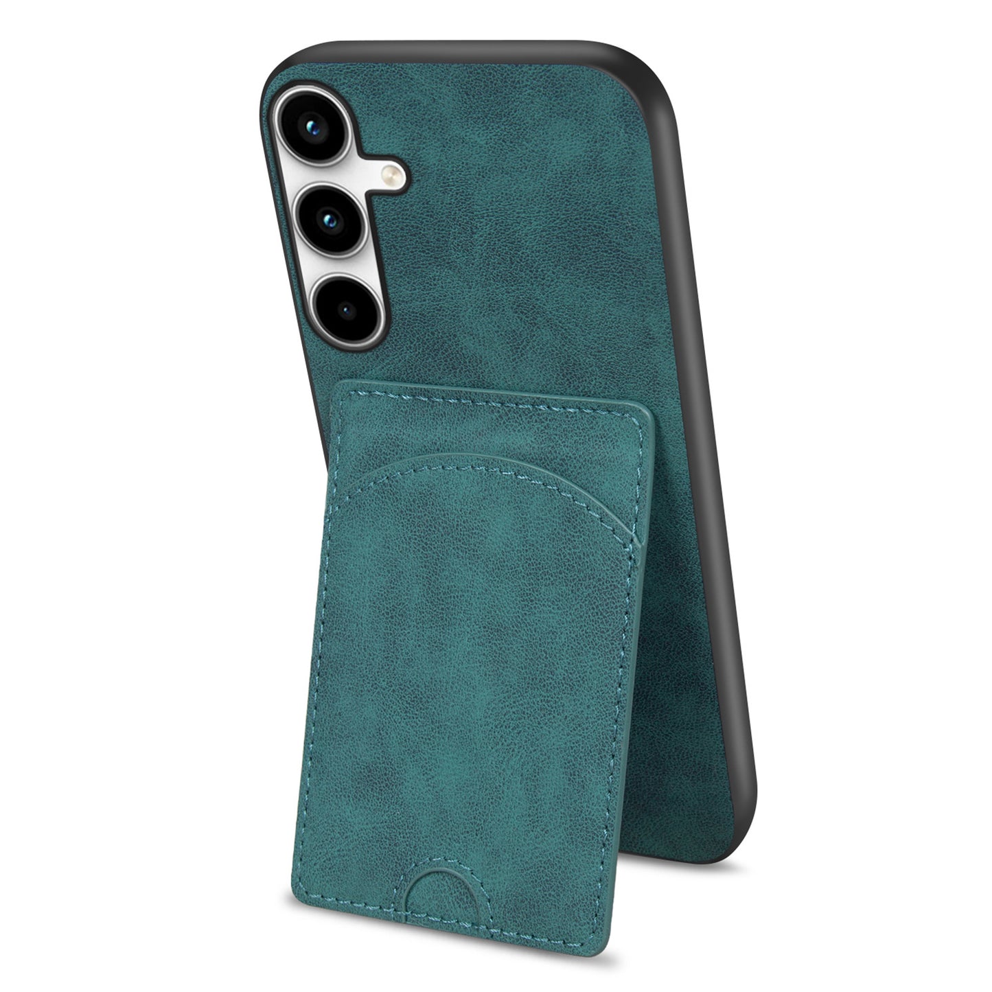 For Samsung Galaxy A16 5G / A16 4G Case Kickstand Leather Coated TPU Phone Cover with Card Slot - Green
