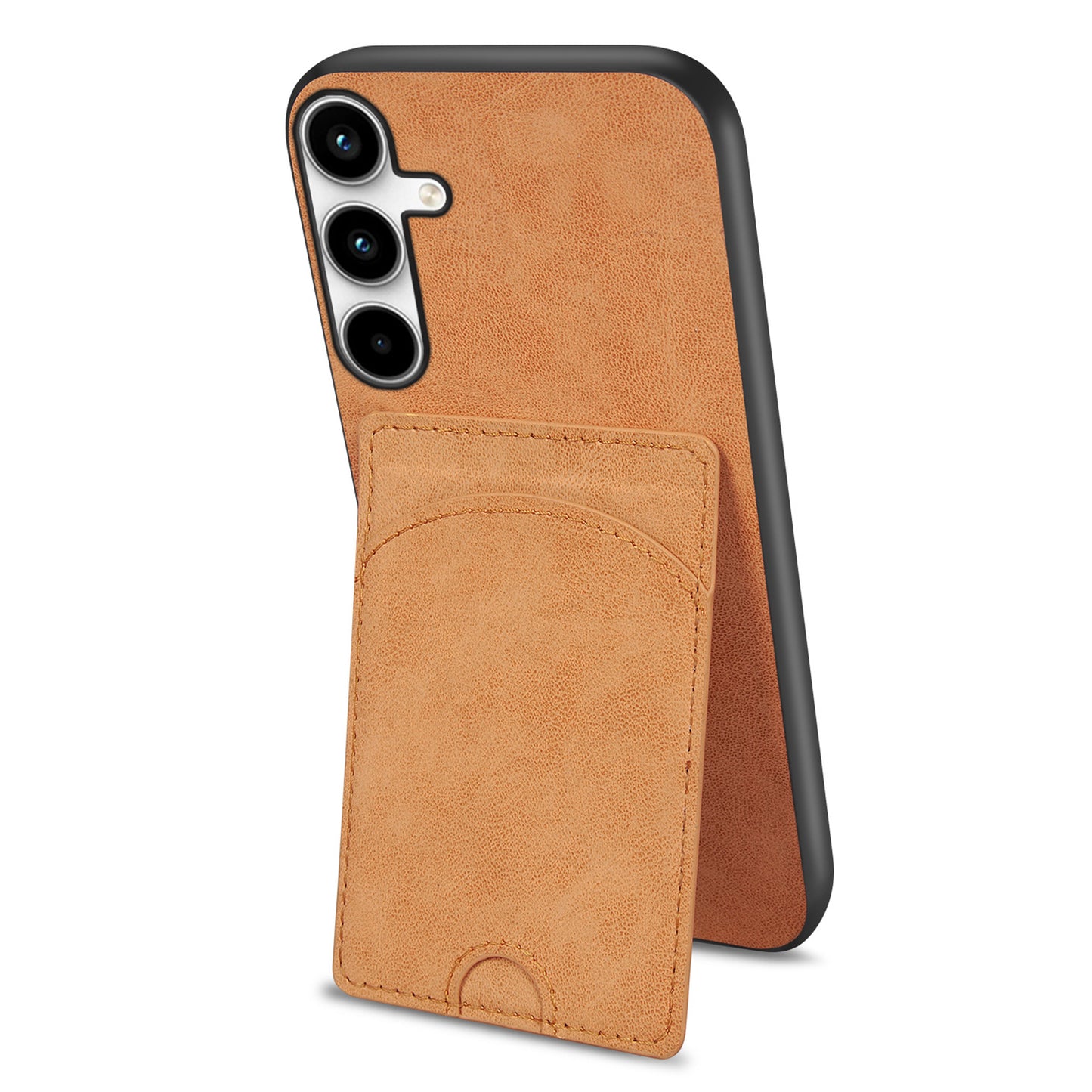 For Samsung Galaxy A16 5G / A16 4G Case Kickstand Leather Coated TPU Phone Cover with Card Slot - Orange