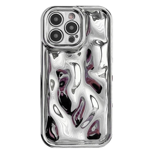 For iPhone 16 Pro Case Electroplated TPU Shell Meteorite Texture Phone Cover - Silver
