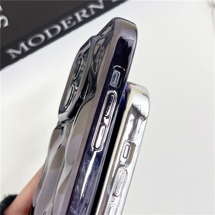 For iPhone 16 Pro Case Electroplated TPU Shell Meteorite Texture Phone Cover - Silver