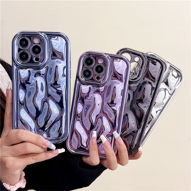 For iPhone 16 Pro Case Electroplated TPU Shell Meteorite Texture Phone Cover - Silver