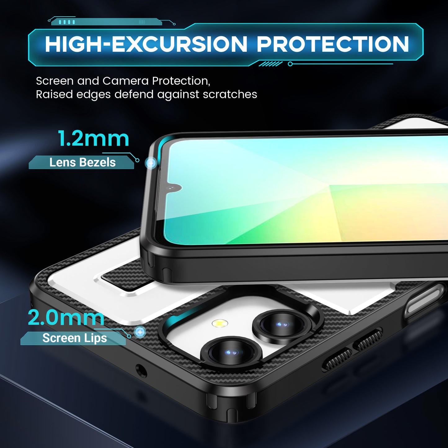 For Samsung Galaxy A06 Case TPU+PC Kickstand Phone Cover with Silicone Finger Strap - White