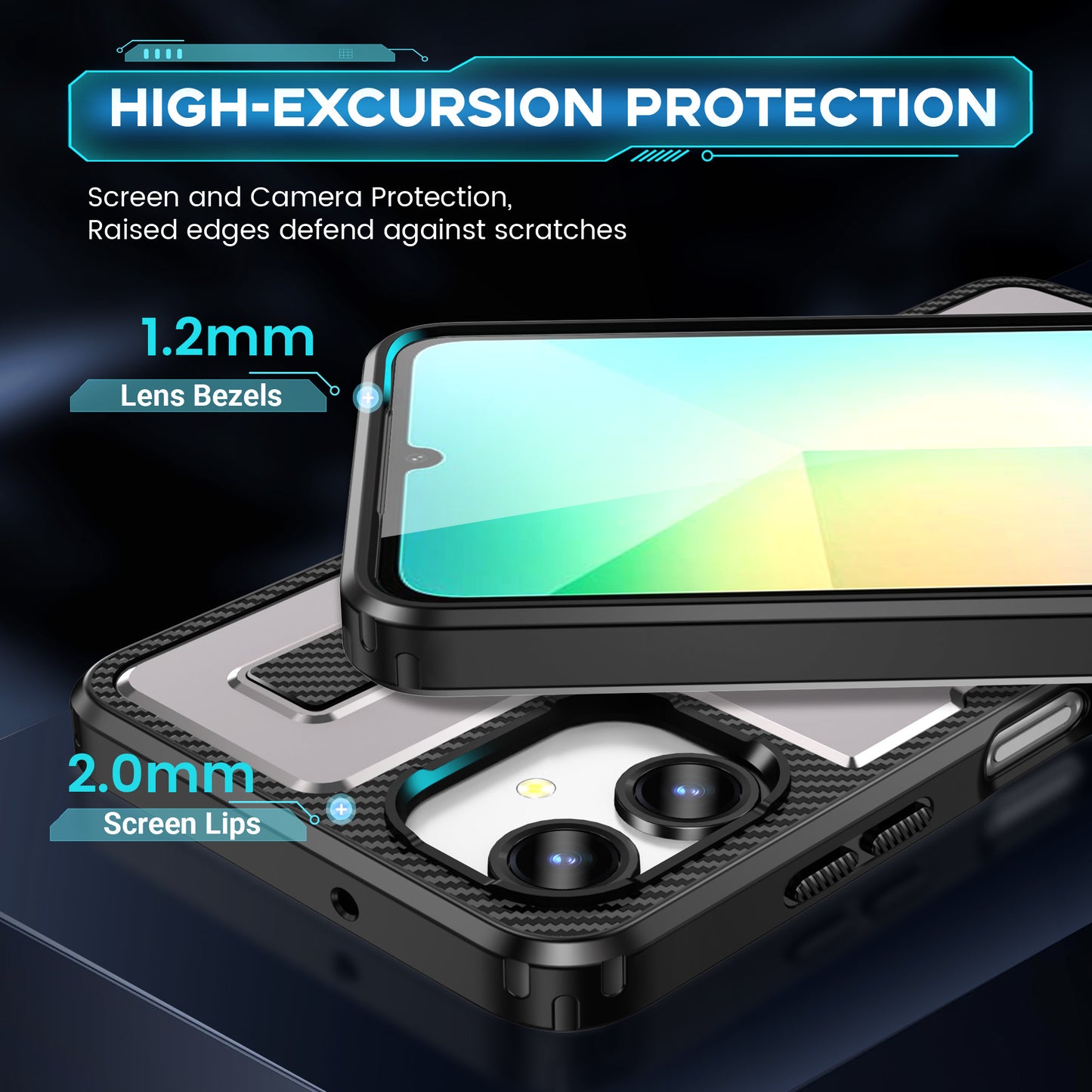 For Samsung Galaxy A06 Case TPU+PC Kickstand Phone Cover with Silicone Finger Strap - Grey