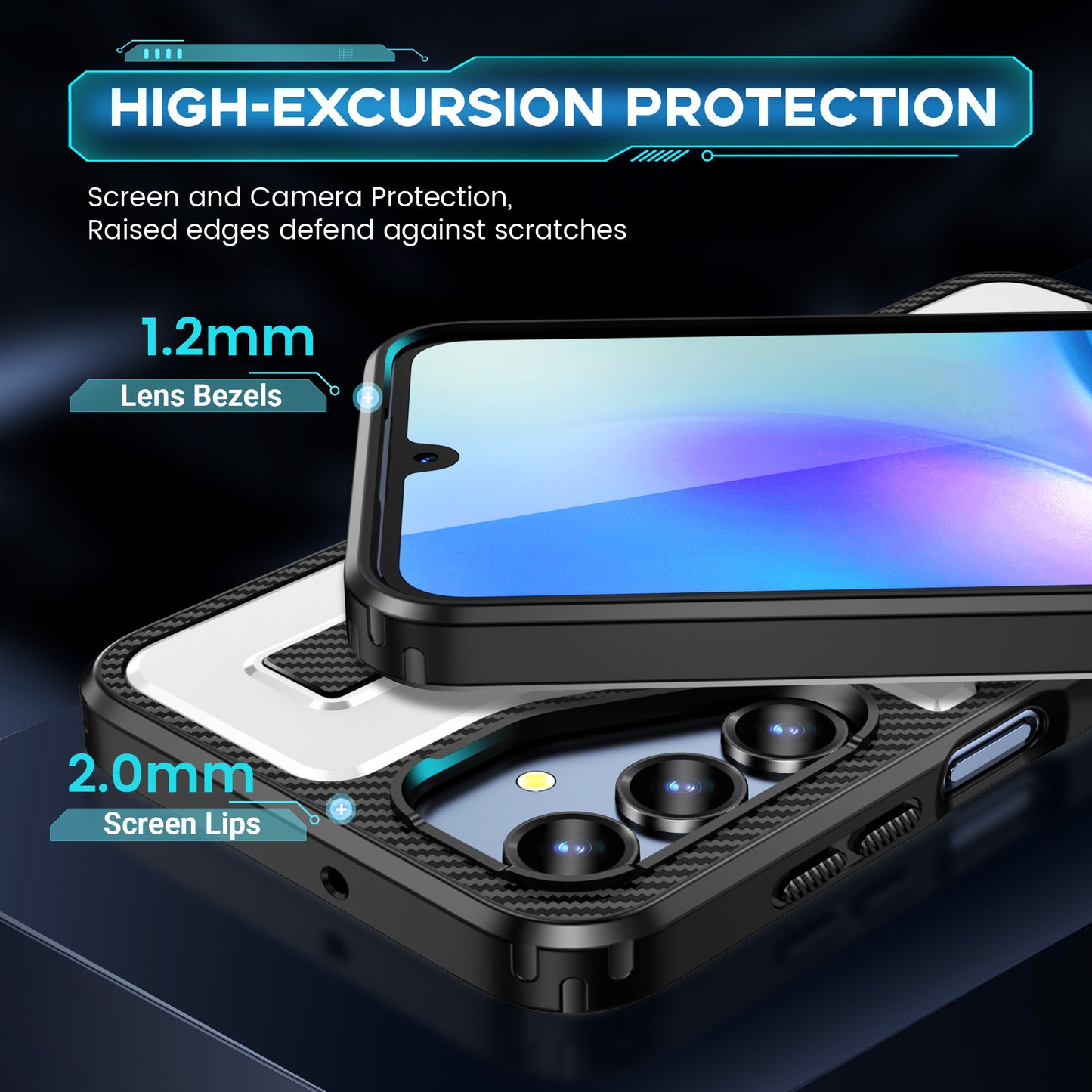 For Samsung Galaxy A16 5G / A16 4G Case TPU+PC Kickstand Phone Cover with Silicone Finger Strap - White