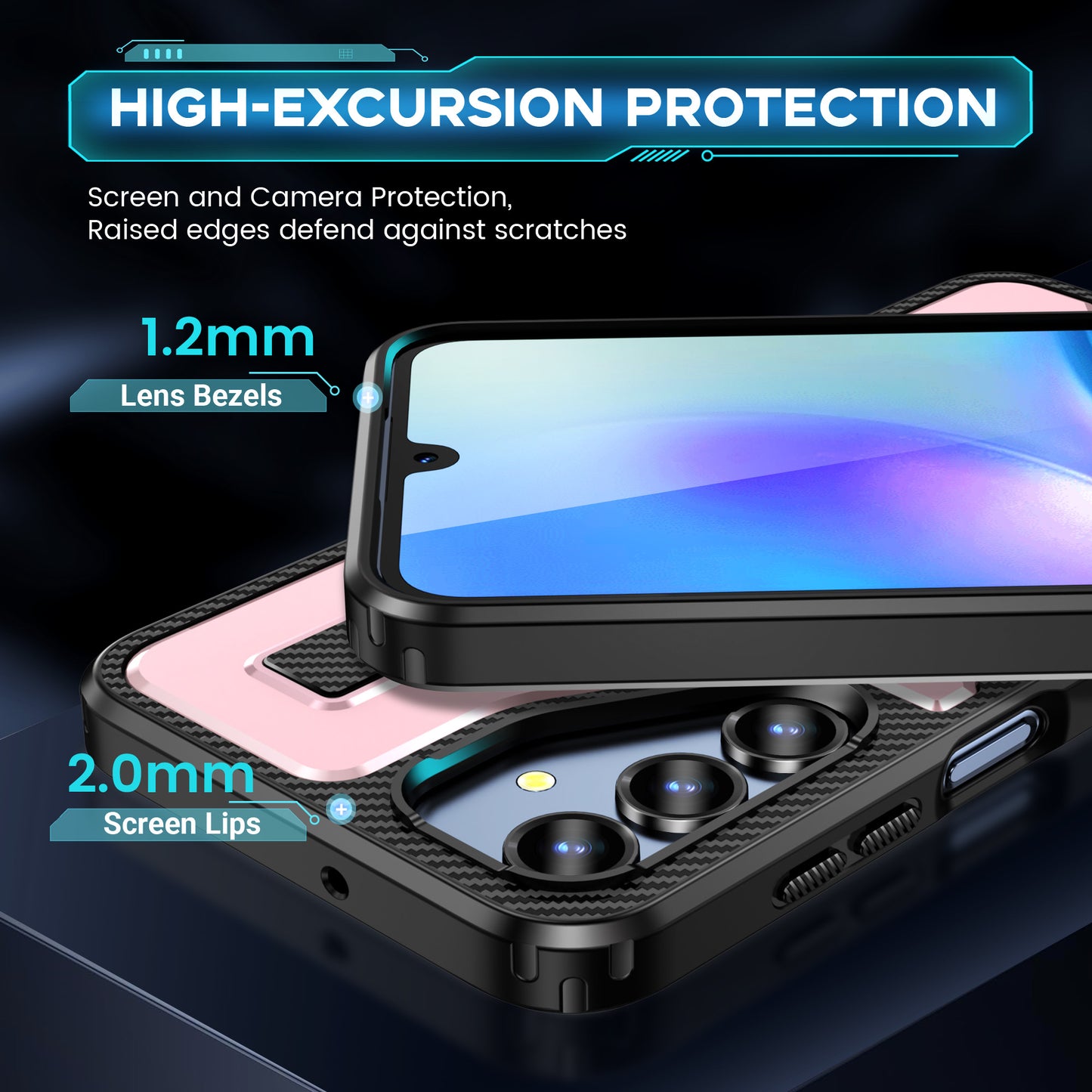 For Samsung Galaxy A16 5G / A16 4G Case TPU+PC Kickstand Phone Cover with Silicone Finger Strap - Rose Gold