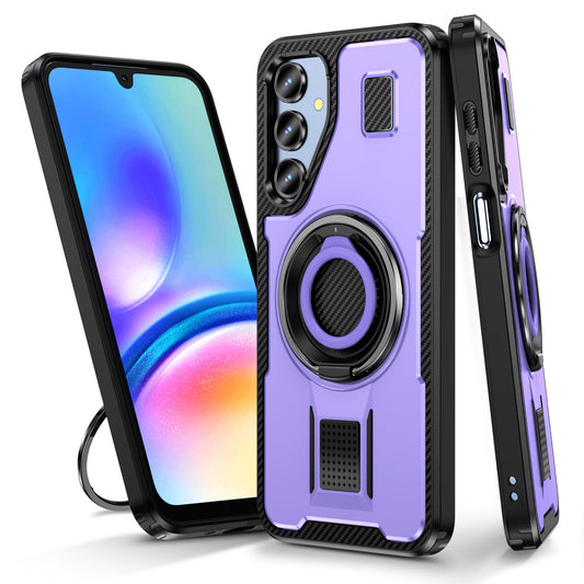 For Samsung Galaxy A16 5G / A16 4G Case TPU+PC Kickstand Phone Cover with Silicone Finger Strap - Purple