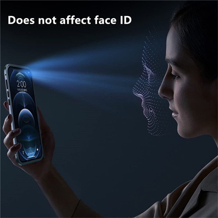 For iPhone 16 Plus Case Anti-Spy Double-Sided Tempered Glass+Magnetic Metal Frame Phone Cover - Blue