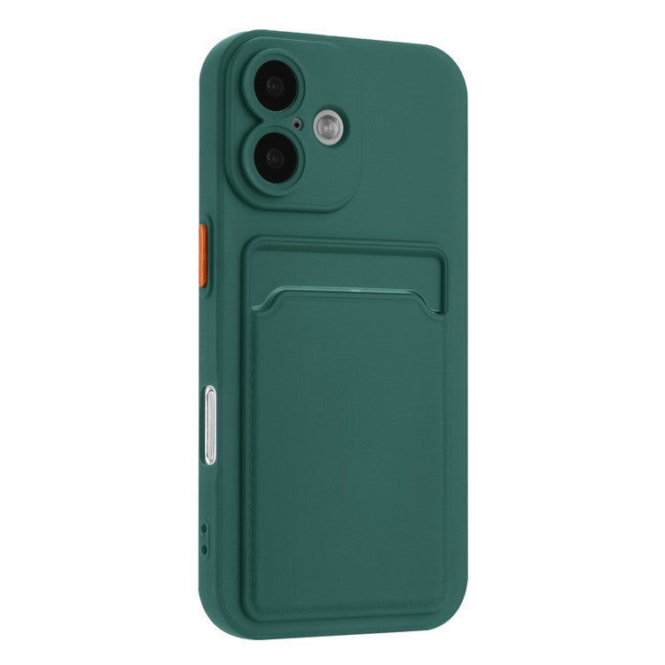 For iPhone 16 Plus Case Flexible TPU Phone Cover with Back Card Slot - Midnight Green