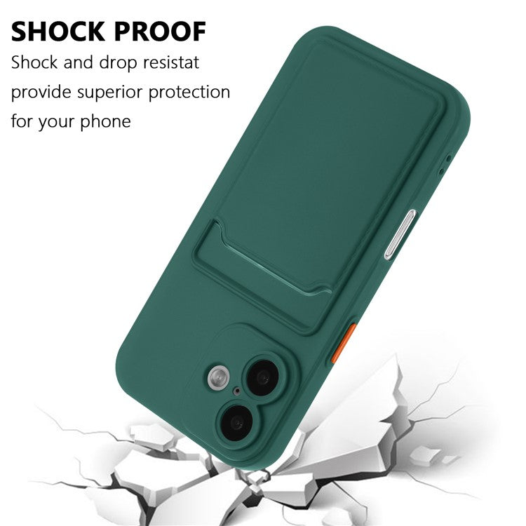 For iPhone 16 Plus Case Flexible TPU Phone Cover with Back Card Slot - Midnight Green