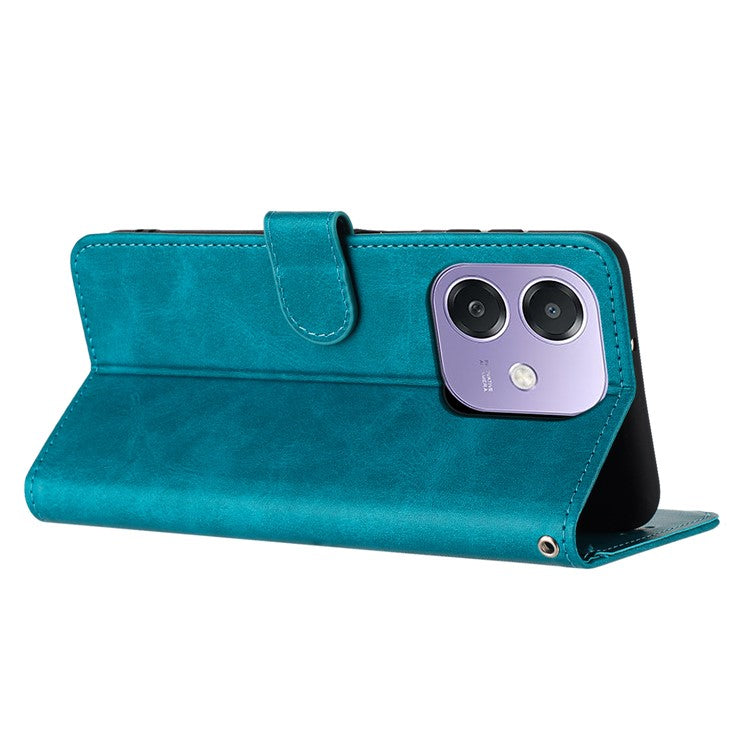 Stand Phone Case For Oppo A3x 4G / 5G (India) / A3 4G / 5G / A40 4G / A60 5G PU Leather Wallet Cover Calf Texture - Green