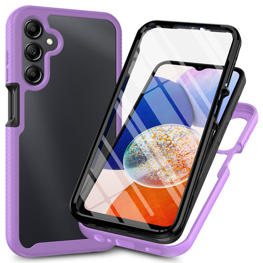 For Samsung Galaxy A16 5G / A16 4G Case PC+TPU Clear Phone Cover with PET Screen Film - Purple