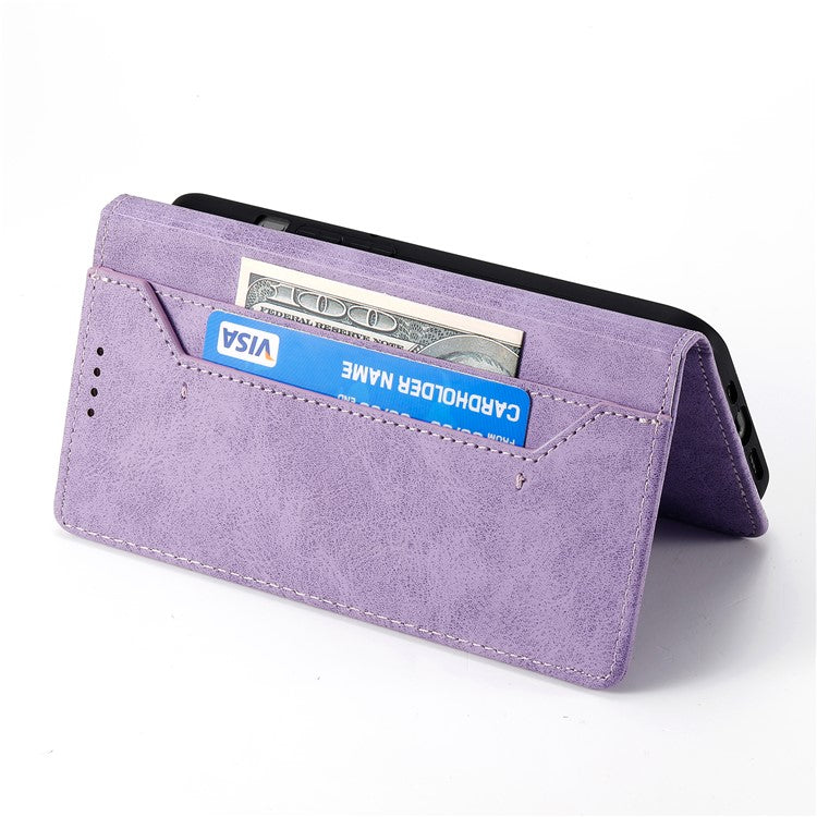 DF-05 Wallet Case For Xiaomi Poco C75 4G / Redmi 14R 5G / 14C 4G RFID Blocking PU Leather Phone Cover - Purple