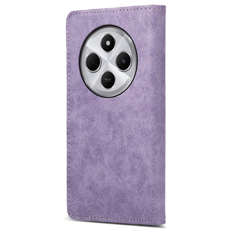 DF-05 Wallet Case For Xiaomi Poco C75 4G / Redmi 14R 5G / 14C 4G RFID Blocking PU Leather Phone Cover - Purple