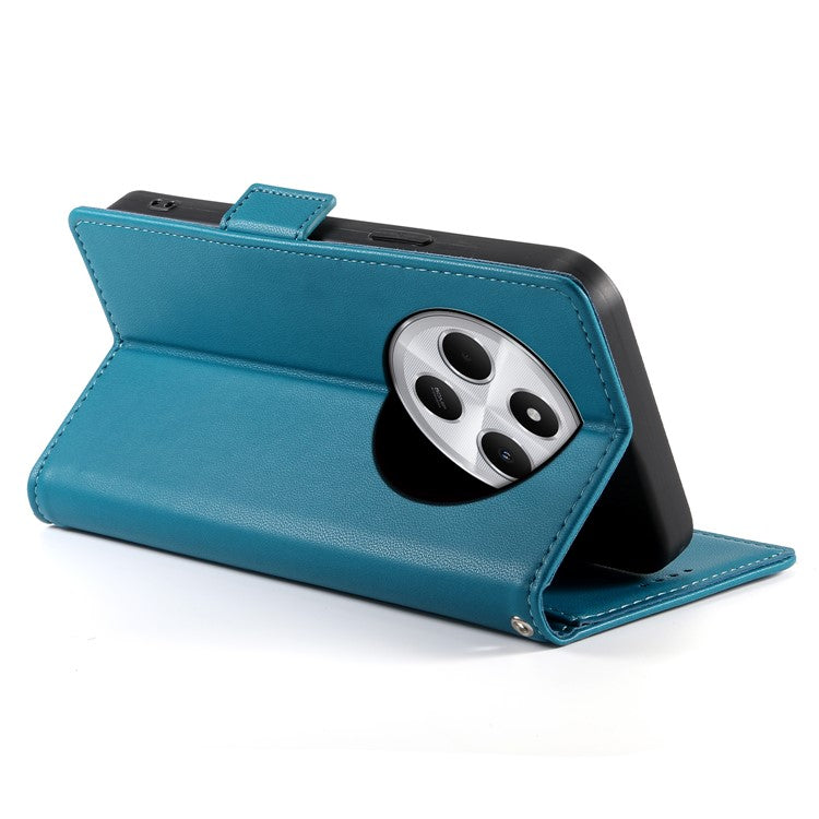 DF-010 Stand Case For Xiaomi Poco C75 4G / Redmi 14R 5G / 14C 4G PU Leather Wallet Phone Cover - Blue