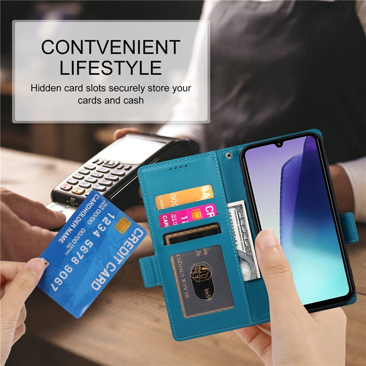 DF-010 Stand Case For Xiaomi Poco C75 4G / Redmi 14R 5G / 14C 4G PU Leather Wallet Phone Cover - Blue