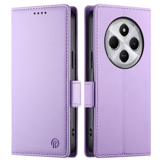 DF-010 Stand Case For Xiaomi Poco C75 4G / Redmi 14R 5G / 14C 4G PU Leather Wallet Phone Cover - Purple