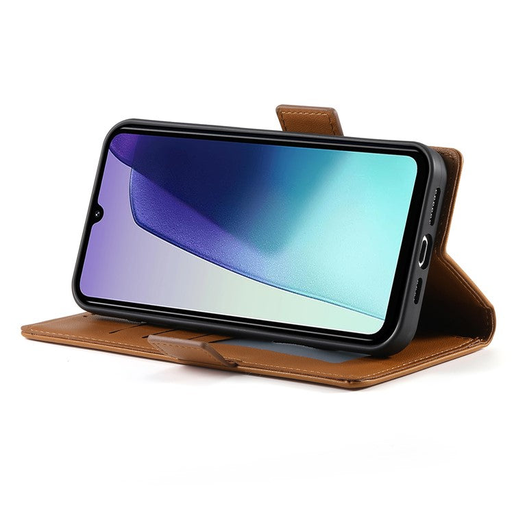 DF-010 Stand Case For Xiaomi Poco C75 4G / Redmi 14R 5G / 14C 4G PU Leather Wallet Phone Cover - Brown