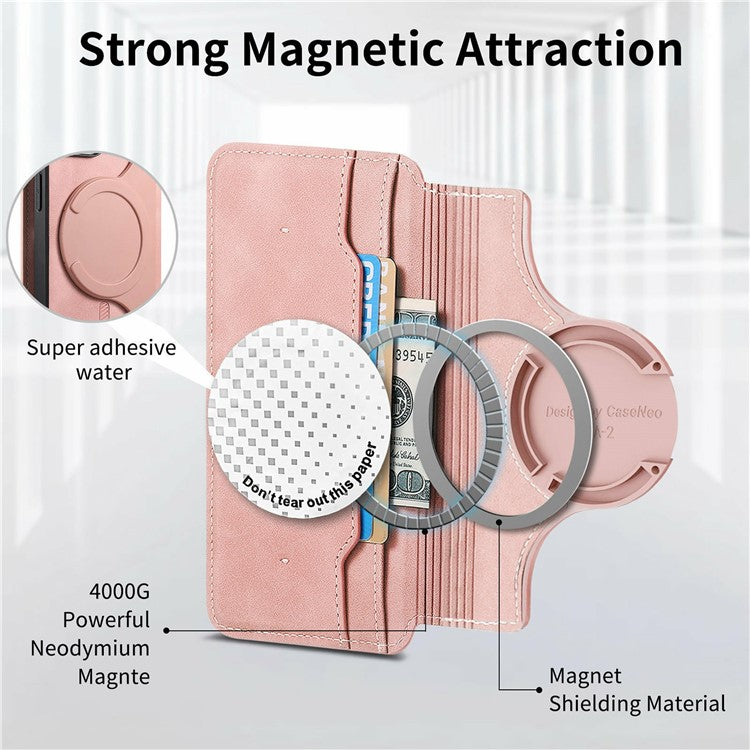 CASENEO For Huawei Pura 70 Ultra Case Cross Texture Leather Detachable Magnetic Phone Cover - Pink