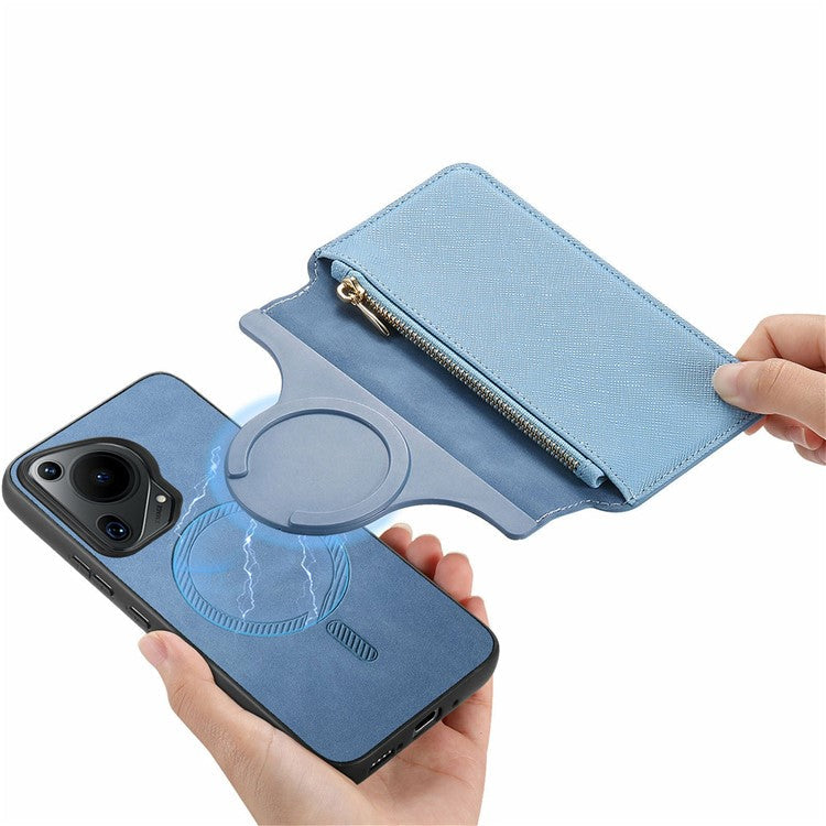 CASENEO For Huawei Pura 70 Ultra Case Cross Texture Leather Detachable Magnetic Phone Cover - Blue