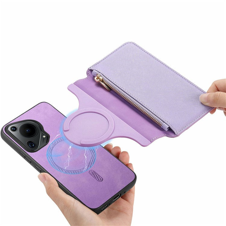 CASENEO For Huawei Pura 70 Ultra Case Cross Texture Leather Detachable Magnetic Phone Cover - Purple
