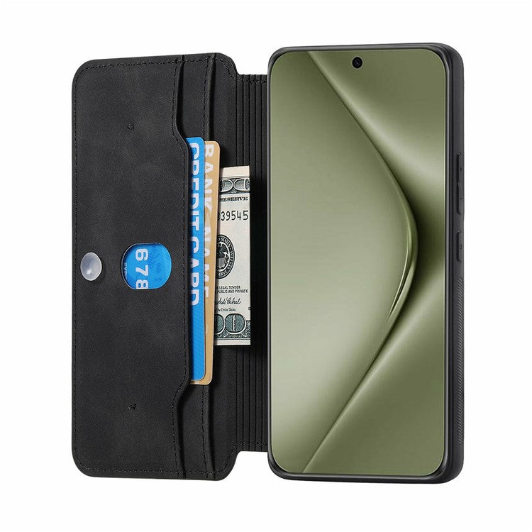 CASENEO For Huawei Pura 70 Ultra Case Cross Texture Leather Detachable Magnetic Phone Cover - Black