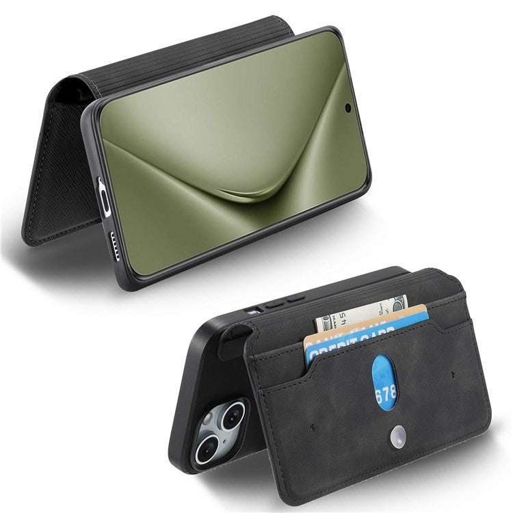 CASENEO For Huawei Pura 70 Ultra Case Cross Texture Leather Detachable Magnetic Phone Cover - Black