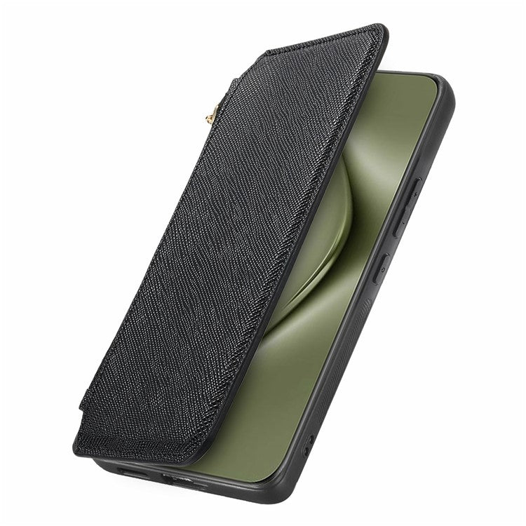 CASENEO For Huawei Pura 70 Ultra Case Cross Texture Leather Detachable Magnetic Phone Cover - Black