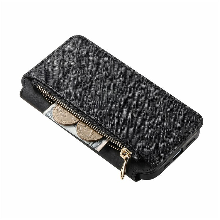 CASENEO For Huawei Pura 70 Ultra Case Cross Texture Leather Detachable Magnetic Phone Cover - Black