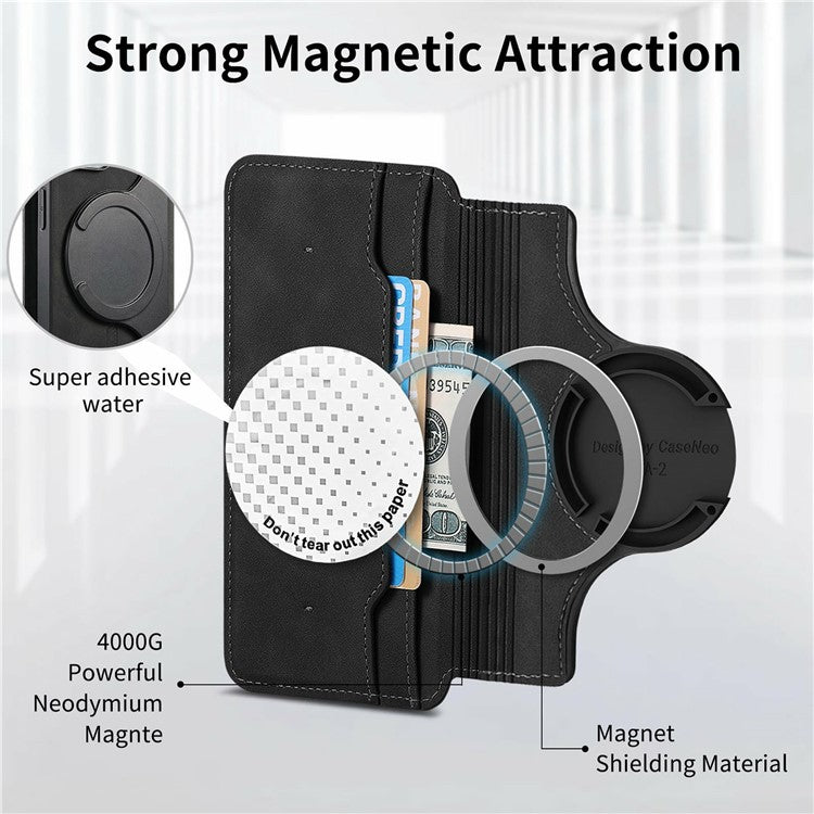 CASENEO For Huawei Pura 70 Ultra Case Cross Texture Leather Detachable Magnetic Phone Cover - Black