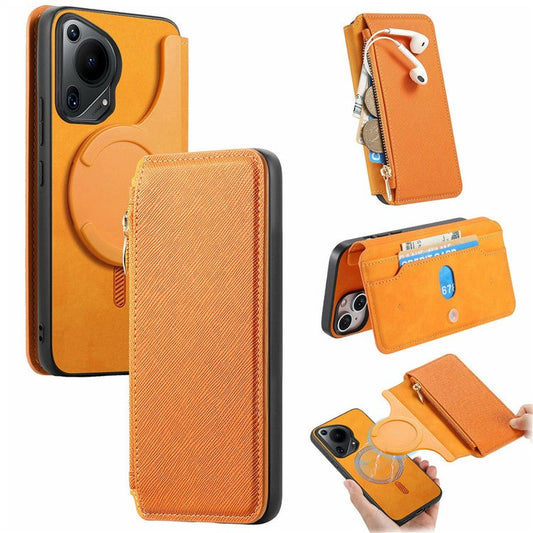 CASENEO For Huawei Pura 70 Ultra Case Cross Texture Leather Detachable Magnetic Phone Cover - Yellow