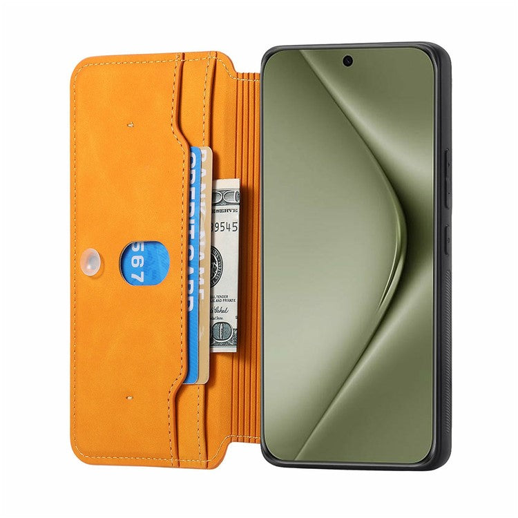 CASENEO For Huawei Pura 70 Ultra Case Cross Texture Leather Detachable Magnetic Phone Cover - Yellow