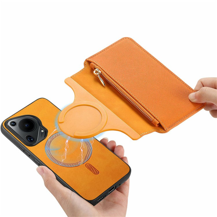 CASENEO For Huawei Pura 70 Ultra Case Cross Texture Leather Detachable Magnetic Phone Cover - Yellow