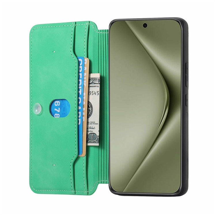 CASENEO For Huawei Pura 70 Ultra Case Cross Texture Leather Detachable Magnetic Phone Cover - Green