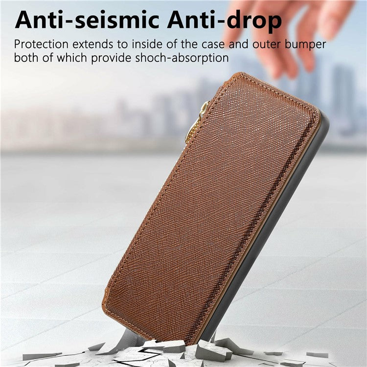 CASENEO For Huawei Pura 70 Ultra Case Cross Texture Leather Detachable Magnetic Phone Cover - Brown